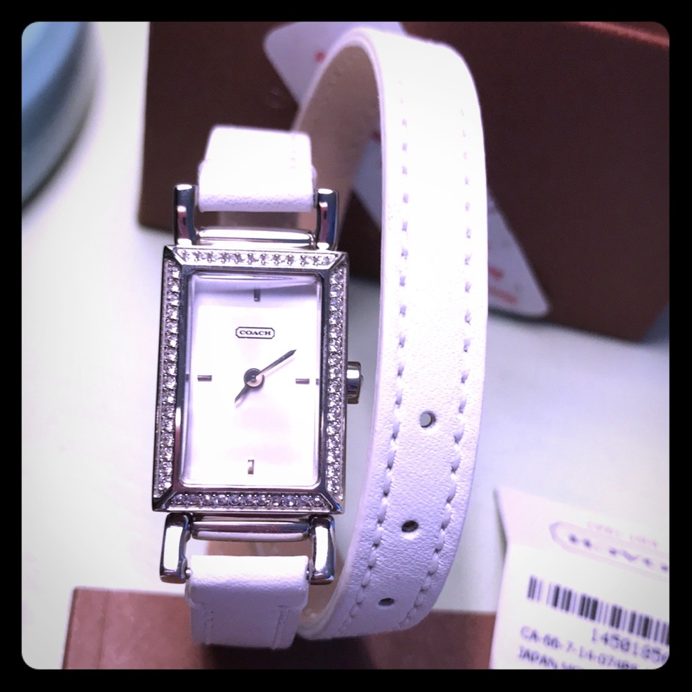 New Coach Madison white leather bracelet watch